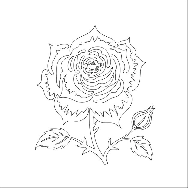 Vector rose adult pages printable grown art anti stress