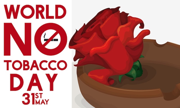 Rose in ashtray to commemorate World No Tobacco Day