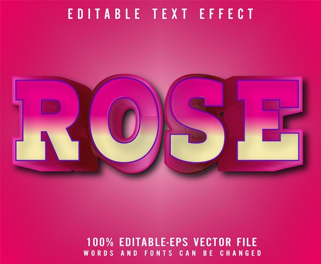 Rose bewerkbare teksteffect vector