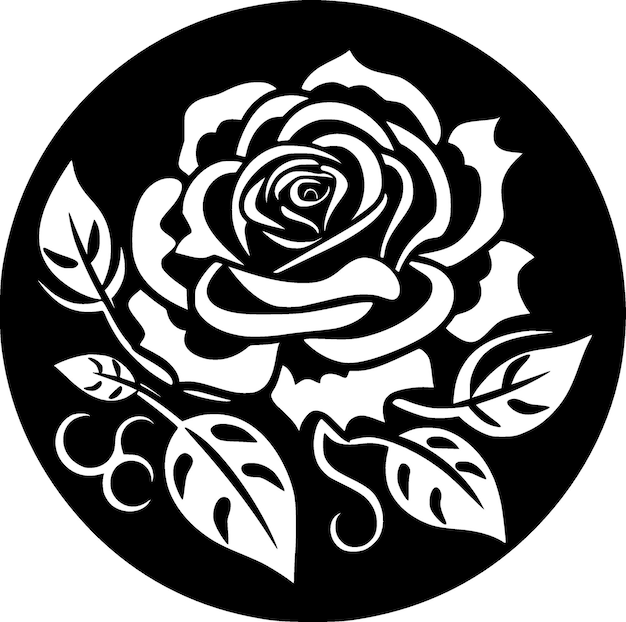 Vector rose black and white isolated icon vector illustration