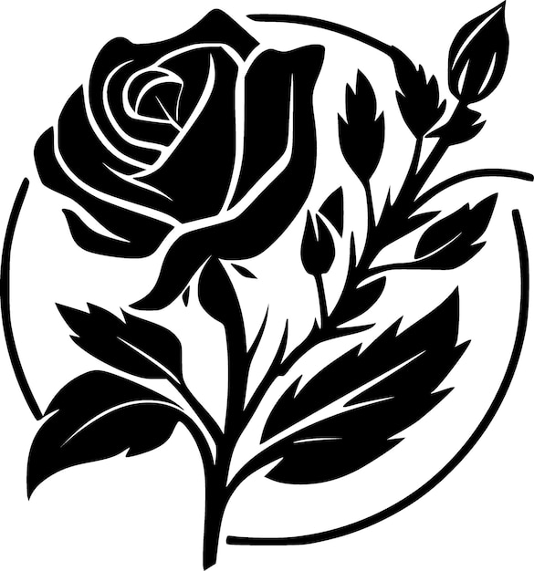 Rose Black and White Isolated Icon Vector illustration