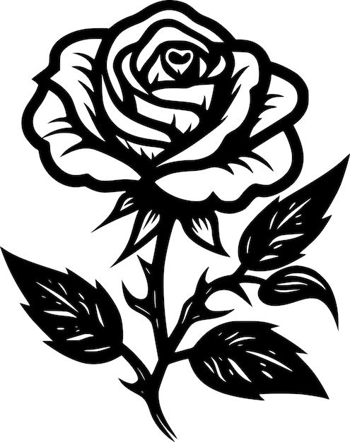 Rose Black and White Isolated Icon Vector illustration