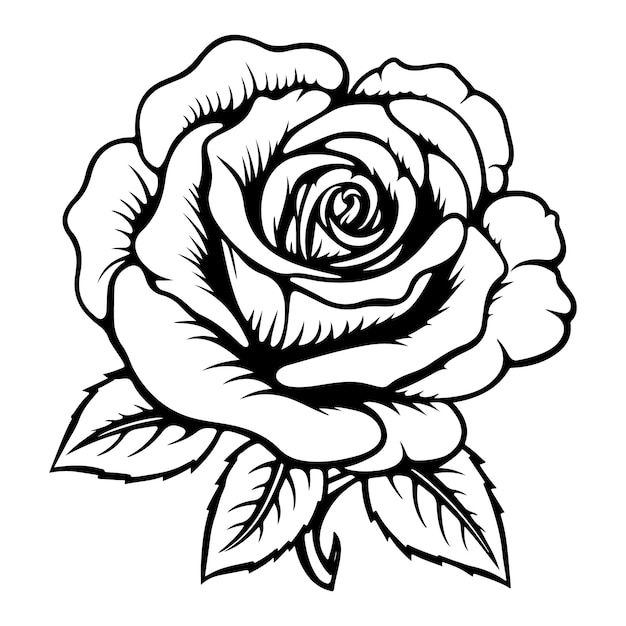 Rose bloem houtsnede print stijl vector