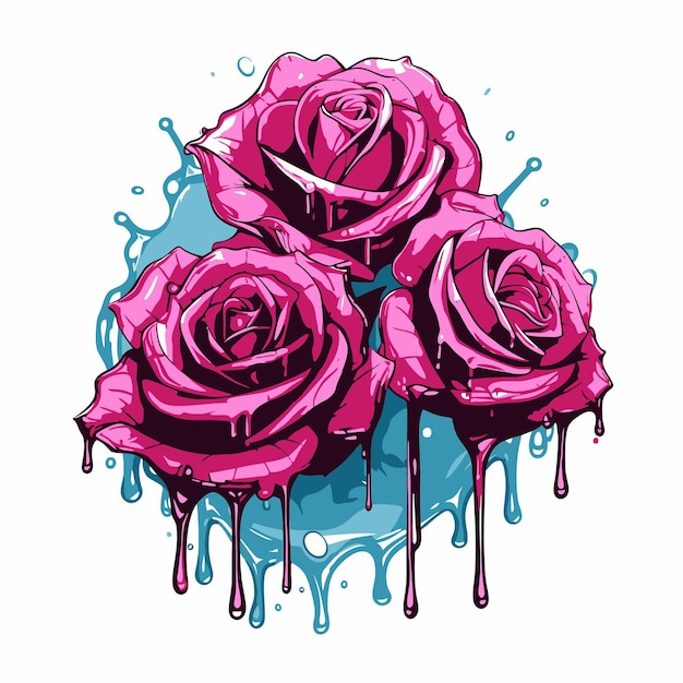 Rose bloem illustratie met pop art stijl