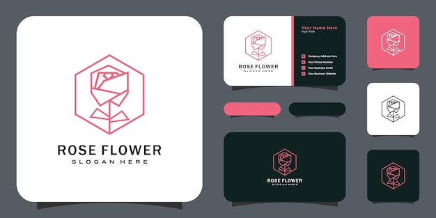 Rose bloem logo vector ontwerp en visitekaartje