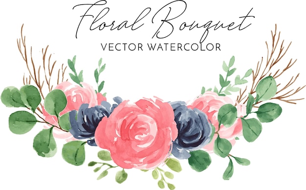 Vector rose blue floral bouquets