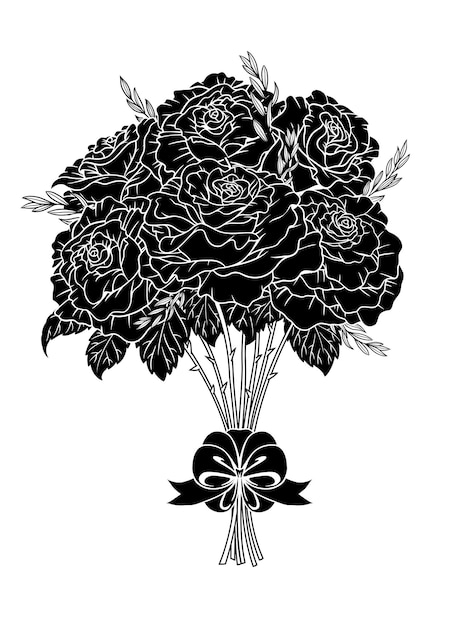 Vettore rose bouquet flower illustrazione disegnata a mano