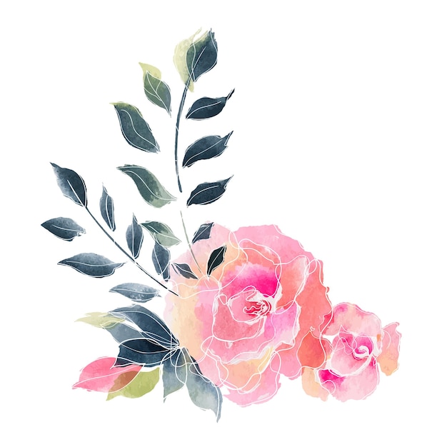 Rose bouquet. watercolor floral composition