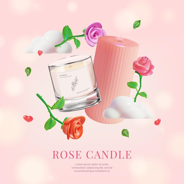 rose candle ads banner concept poster card vector