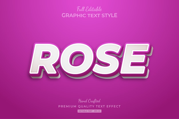 Vector rose clean editable premium text style effect