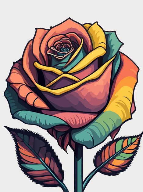 Rose colorful colored geometric Mosaic realistic illustration vector