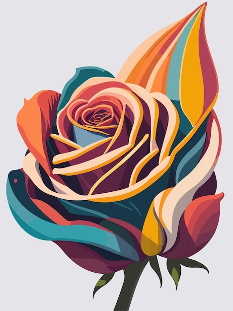 Vector rose colorful colored geometric mosaic realistic illustration vector