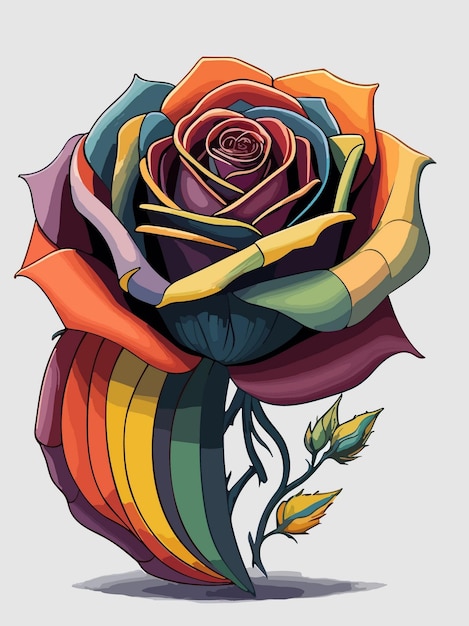 Rose colorful colored geometric Mosaic realistic illustration vector