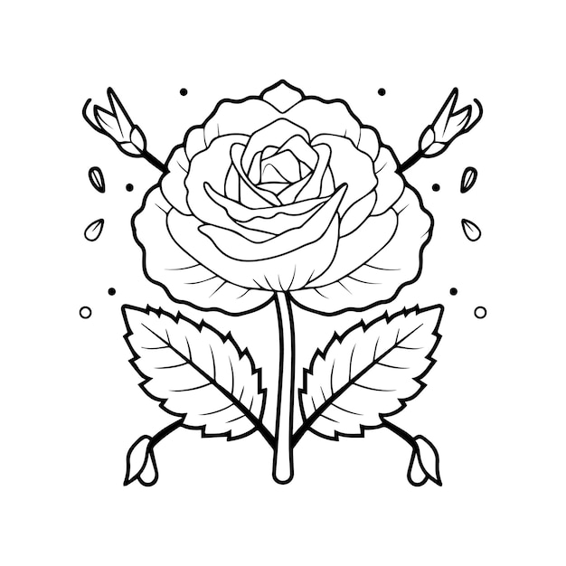 rose coloring pages rose flower outline vector