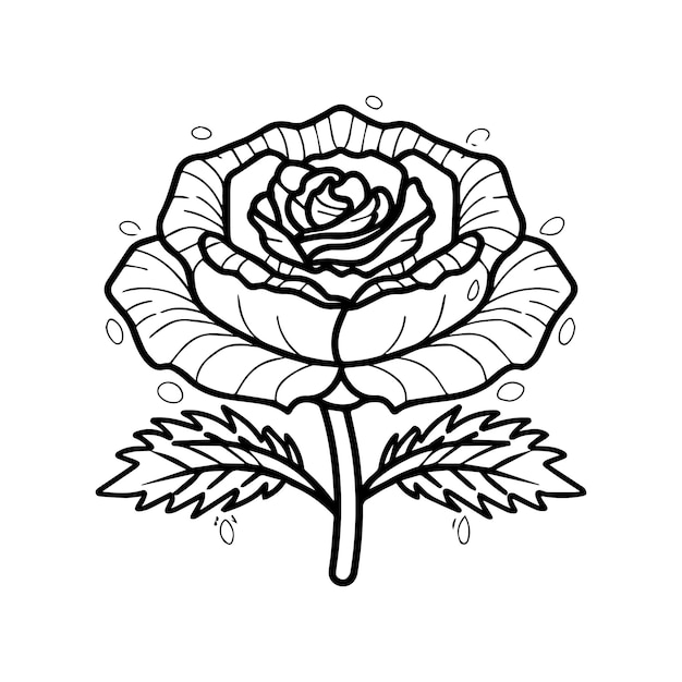 rose coloring pages rose flower outline vector