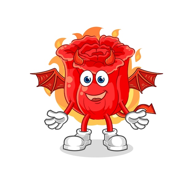 Rose demon met vleugels karakter cartoon mascotte vector