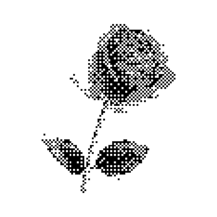 Vector rose dither halftone bitmap icons