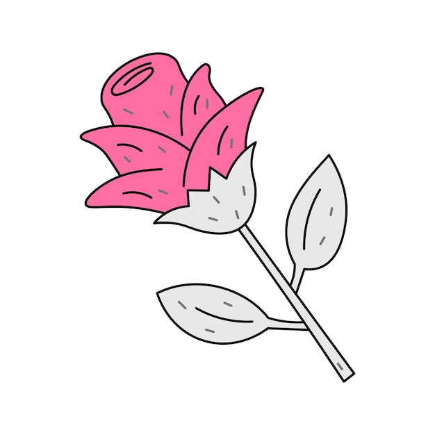 Vector rose in doodle style