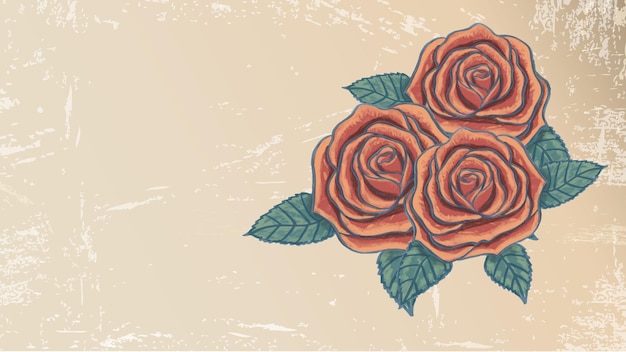 Рисунок розы в художественном винтажном стиле, винтажная иллюстрация