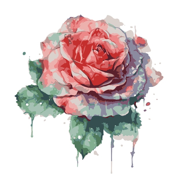 Rose drawn with watercolor vector illustrator