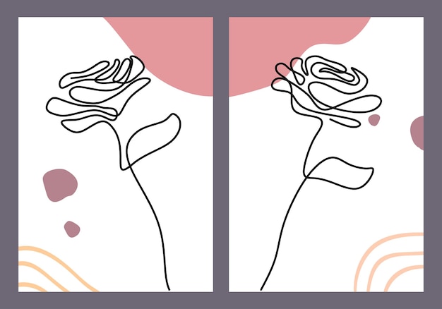Rose een lijntekening met bloem minimalistische concept poster