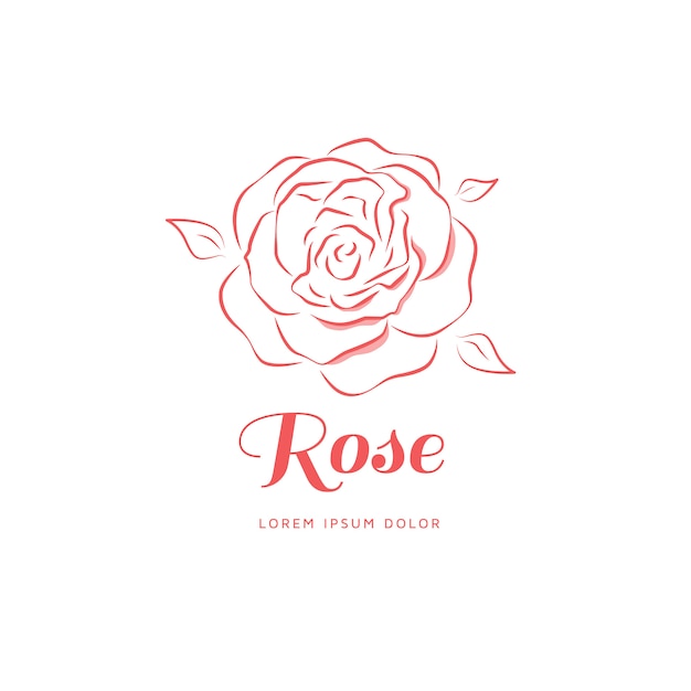 Rose embleem in een lineaire stijl.