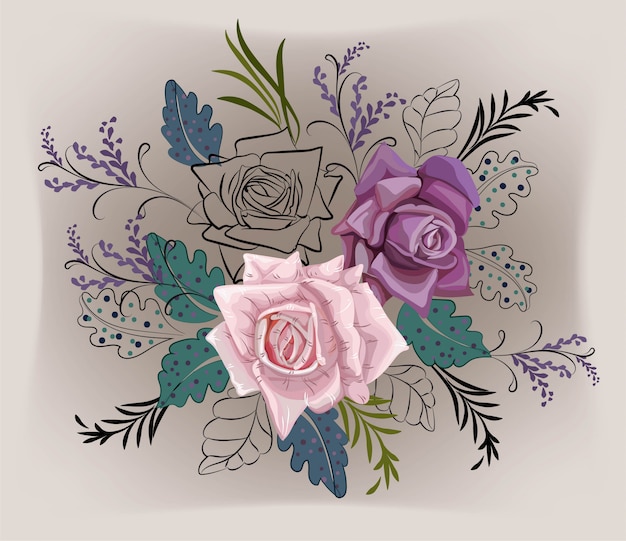 Vector rose en grafische bloem