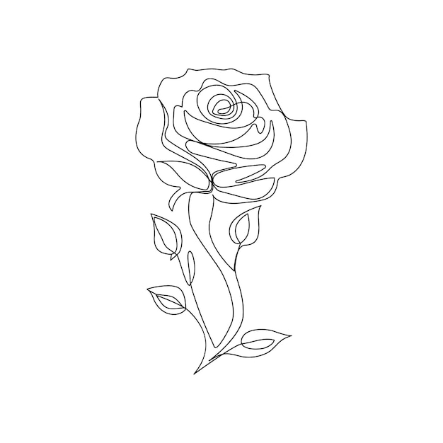 Rose enkele continue één lijn uit lijn vector kunst tekening en tatoeage ontwerp