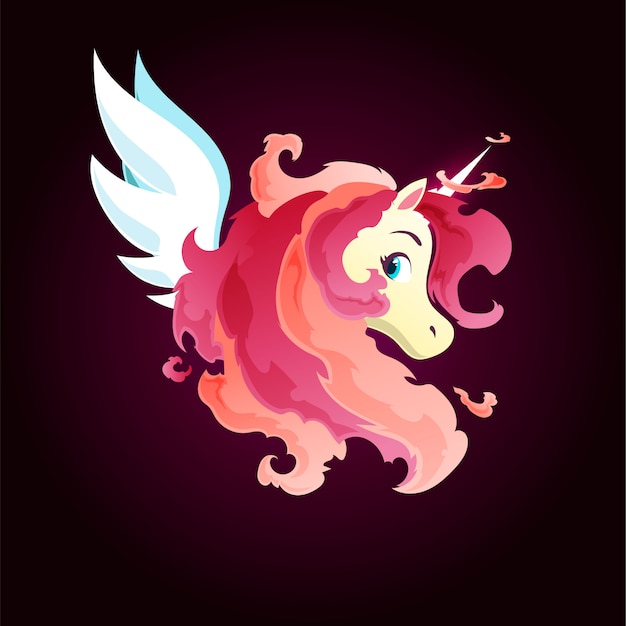 Vector rose fire magic unicorn