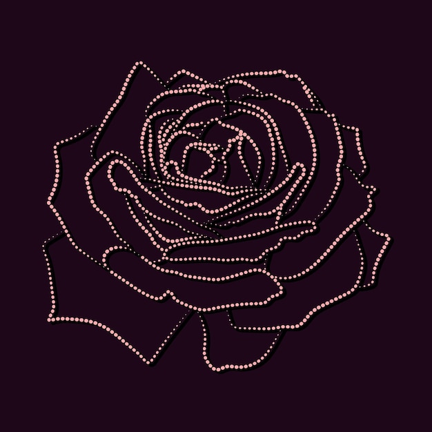 Vector rose floral design made with beads. vector illustration.