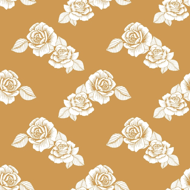 Rose floral seamless vector illustration pattern background