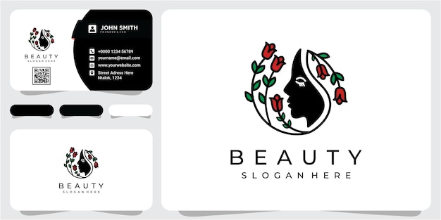 Rose flower beauty salon and hair treatment logo. face beauty logo design concept