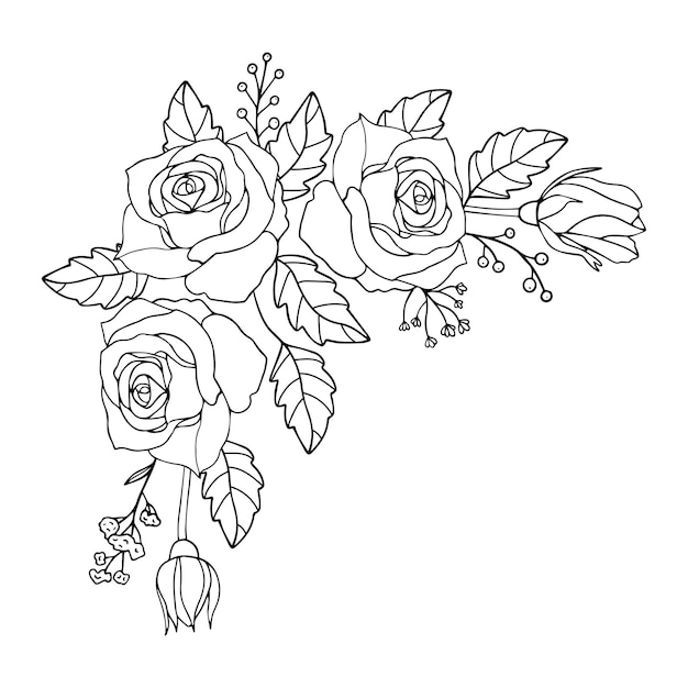 A rose flower border Vintage corner frame design element