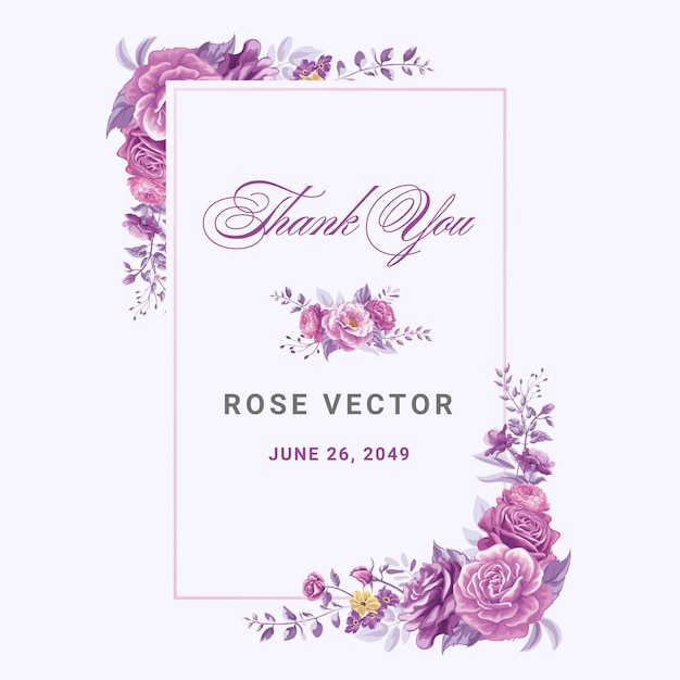 Rose Flower and botanical leaf digital painted illustration