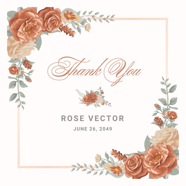 Rose Flower and botanical leaf digital painted illustration