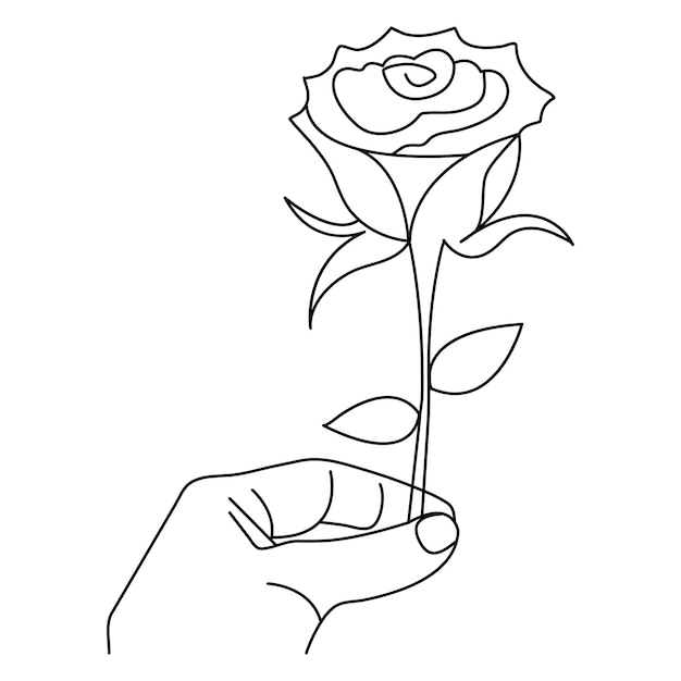 Flore di rosa continuo disegno artistico a linea singola contorno illustrazione vettoriale design minimalista