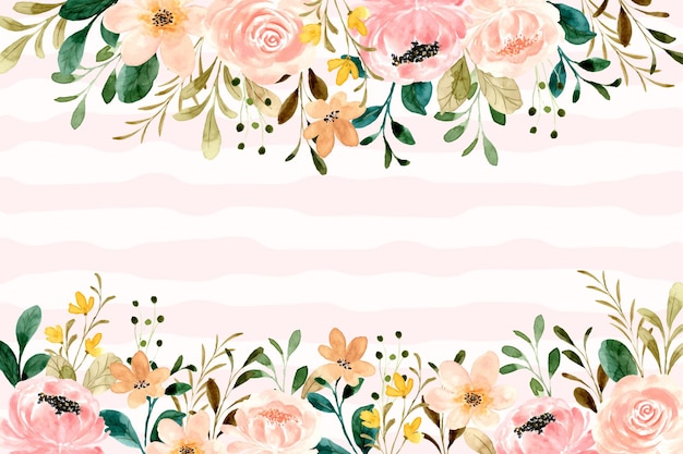 Vector rose flower garden background with watercolor