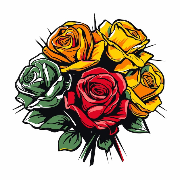 ポップなアート スタイルのバラの花のイラスト