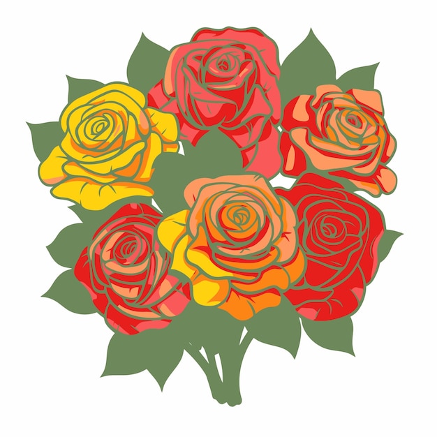 Vector rose flower illustration with pop art style