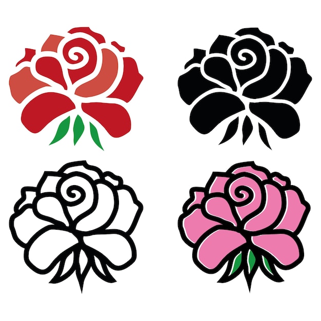 Rose flower isolated vector illustration black stencil