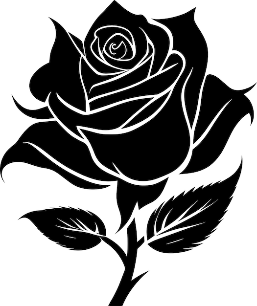 Rose Flower Logo monochroom ontwerpstijl