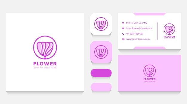 Vector rose flower logo template and business card
