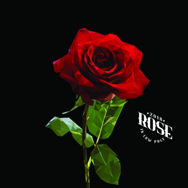 Rose Flower on Low Poly Art