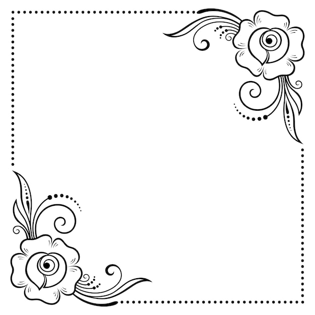 Vector rose flower in mehndi style. frame in the eastern tradition.