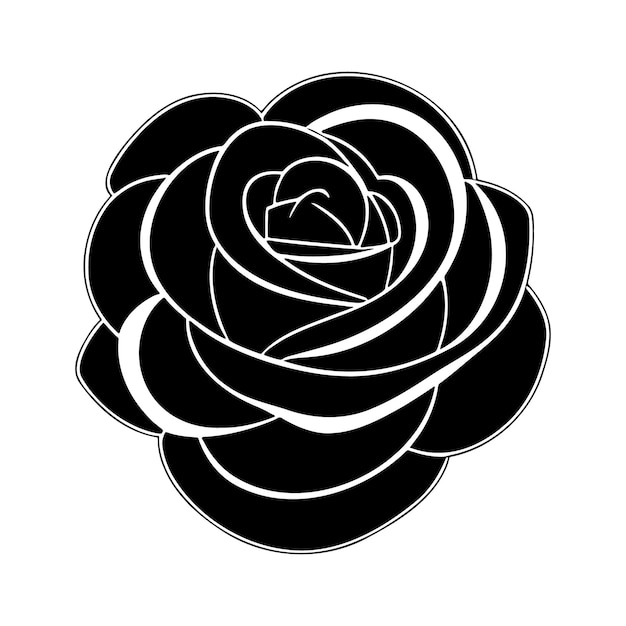 Vector rose flower silhouette logo isolated on white background