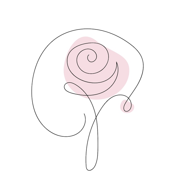 Rose flower vector line art minimal pink pastel illustration