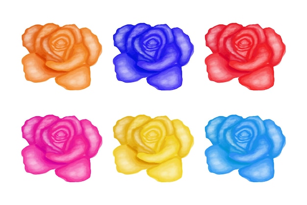 Rose flower watercolor art element design vector collection