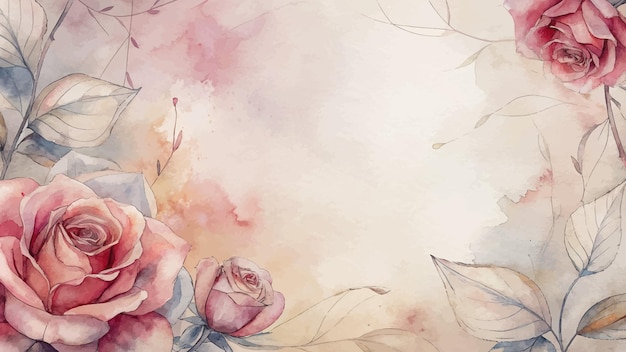 Vector rose flower watercolor background