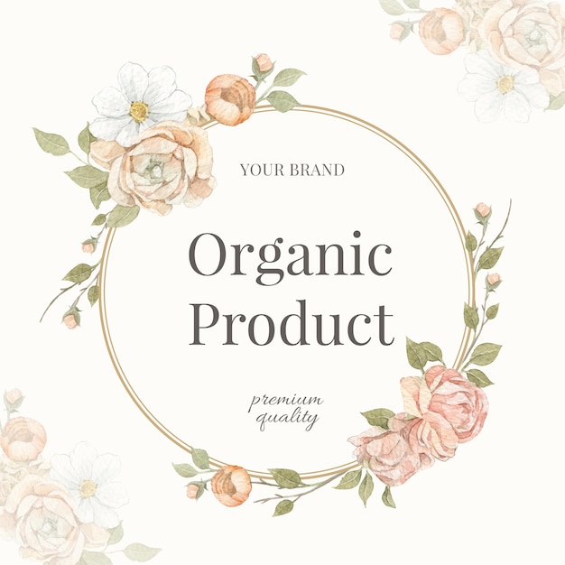 Vector rose flower watercolor frame and border for branding, corporate identity, packaging and product.