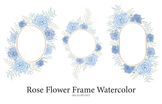 Rose flower watercolor frame decoration